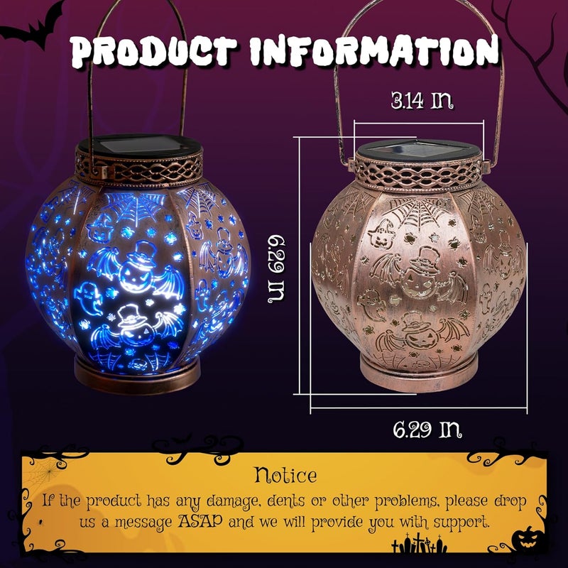 TopVelo Halloween Solar Lantern with Gradient Lighting, IP65 Waterproof Outdoor Solar Light for Festival Decoration, Spook-Tacular Halloween Hanging Light for Courtyard, Pond, Pathway - Image 3